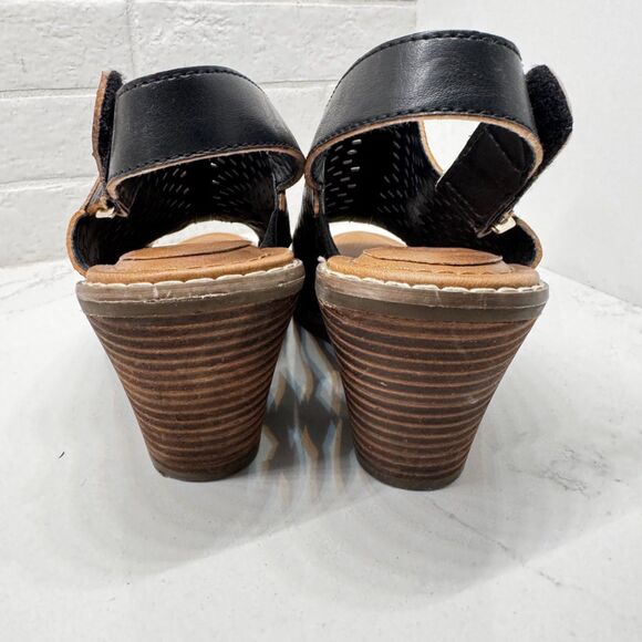 Dr Scholls Codie Womens 7.5 Drk Brown Peep Toe Comfort Sandal Mule Faux Leather - Picture 7 of 14